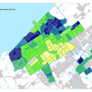 Kaart gemiddeld besteedbaar inkomen in wijken